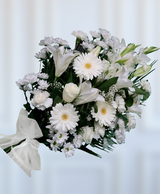 Ramo de Flores Funerarias Blancas Envio Urgente, Floristería Tanatorio Hospitalet de Llobregat