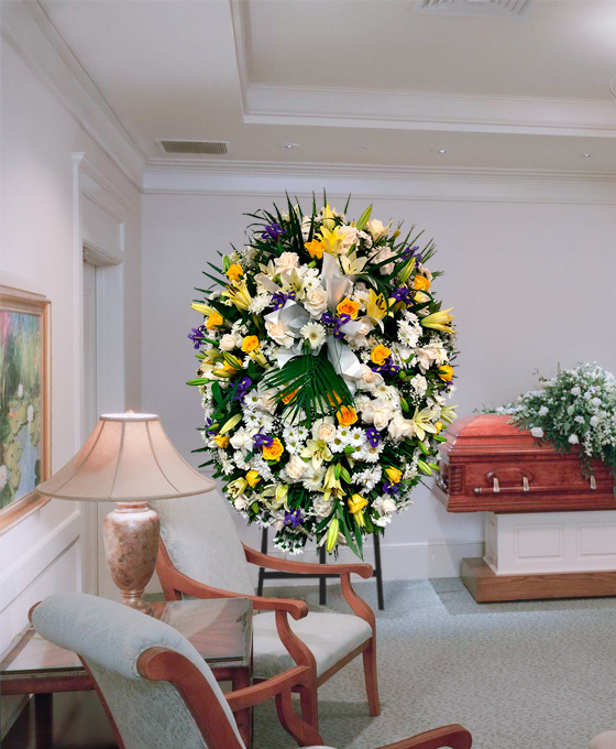 Flores Funerarias Amarillas y Moradas en Hospitalet Envío Urgente al Tanatorio de Hospitalet