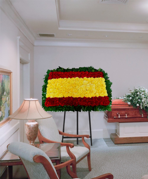 Plafón Funerario Temático de la Bandera de España, Floristería Tanatorio Hospitalet de Llobregat
