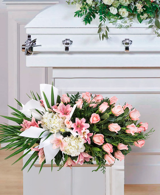 Palma Rosada para Difuntos en Hospitalet Flores para Tanatorio de Hospitalet de Llobregat, Envío Urgente