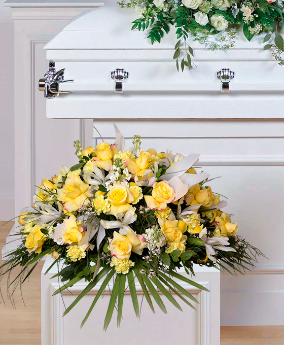 Centro en Palma Amarillo para Tanatorios en Hospitalet, Rosas para funeral en Llobregat