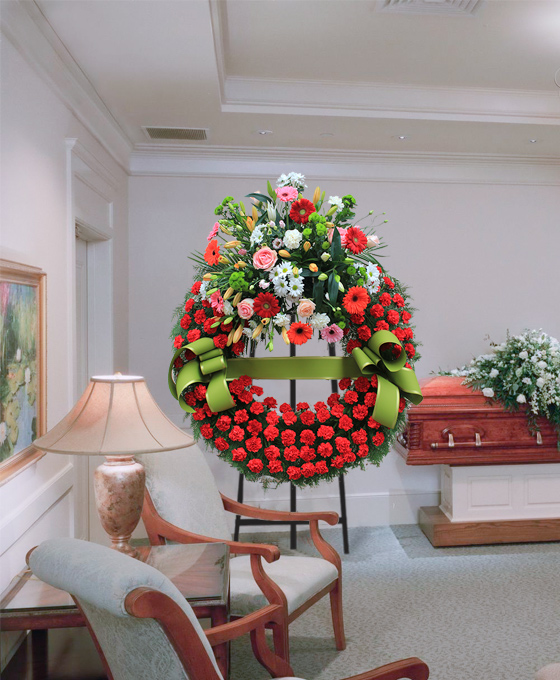 Coronas Funerarias Clavel Rojo para Difuntos en Hospitalet