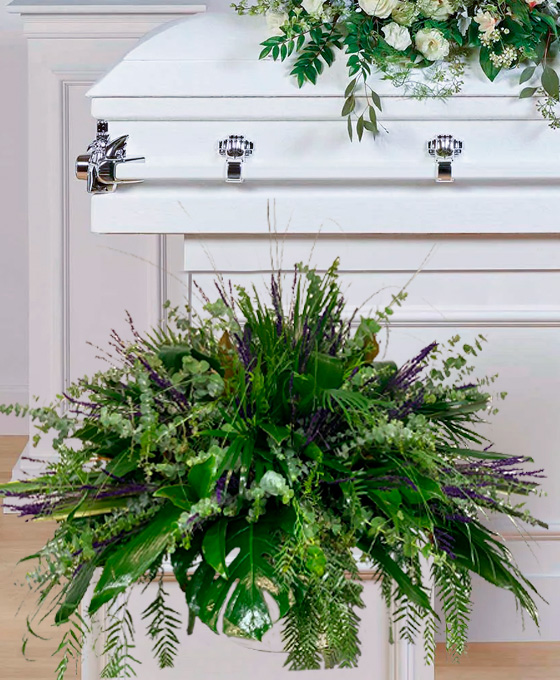 Flores Verdes Funerarias Variadas para Difuntos en Hopitalet, servicio de envío urgente